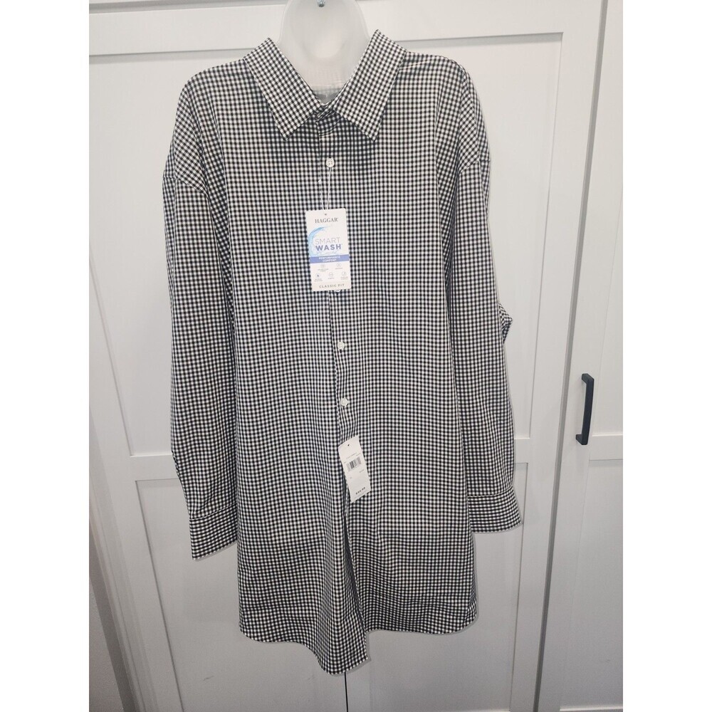 NEW Big & Tall Haggar Smart Wash Classic Fit Dress Shirt, Size: 22 X 34/35 Black